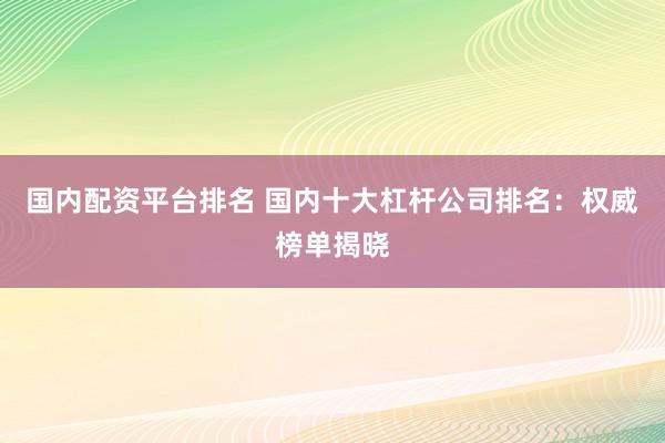 國內配資平臺排名 國內十大杠桿公司排名：權威榜單揭曉