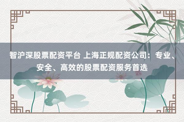 智滬深股票配資平臺(tái) 上海正規(guī)配資公司：專業(yè)、安全、高效的股票配資服務(wù)首選