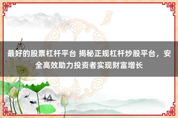 最好的股票杠桿平臺 揭秘正規(guī)杠桿炒股平臺，安全高效助力投資者實(shí)現(xiàn)財富增長
