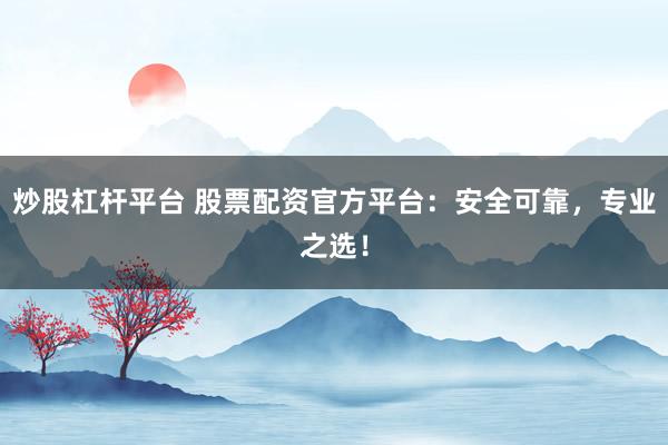 炒股杠桿平臺 股票配資官方平臺：安全可靠，專業(yè)之選！