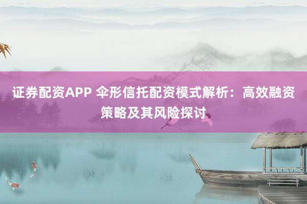 證券配資APP 傘形信托配資模式解析：高效融資策略及其風(fēng)險(xiǎn)探討
