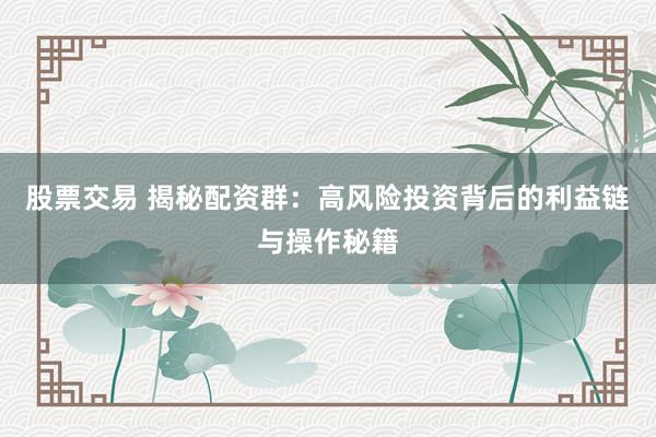 股票交易 揭秘配資群：高風(fēng)險(xiǎn)投資背后的利益鏈與操作秘籍